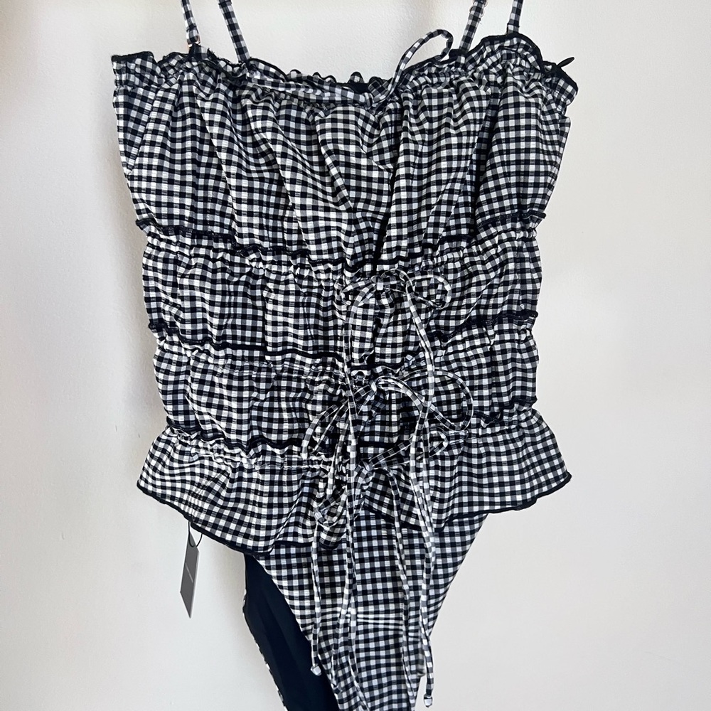 Black and White Gingham Women's One Piece Swimsuit